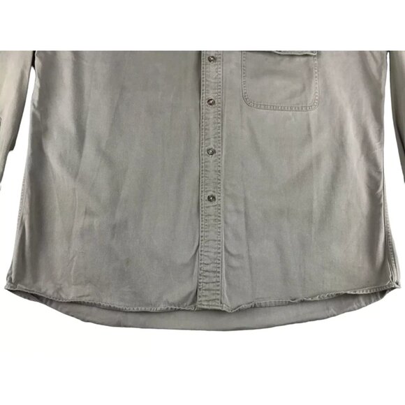 Lands'‎ End Mens Khaki Long Sleeve Pockets Button Up Shirt Size L (16-16.5) - Picture 3 of 9